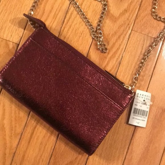 Barneys New York cherry metallic leather bag